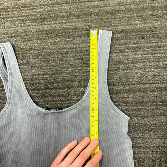 Forever 21 Gray Washed Ribbed Sleeveless Tank Romper Workout One Piece - Picture 5 of 7